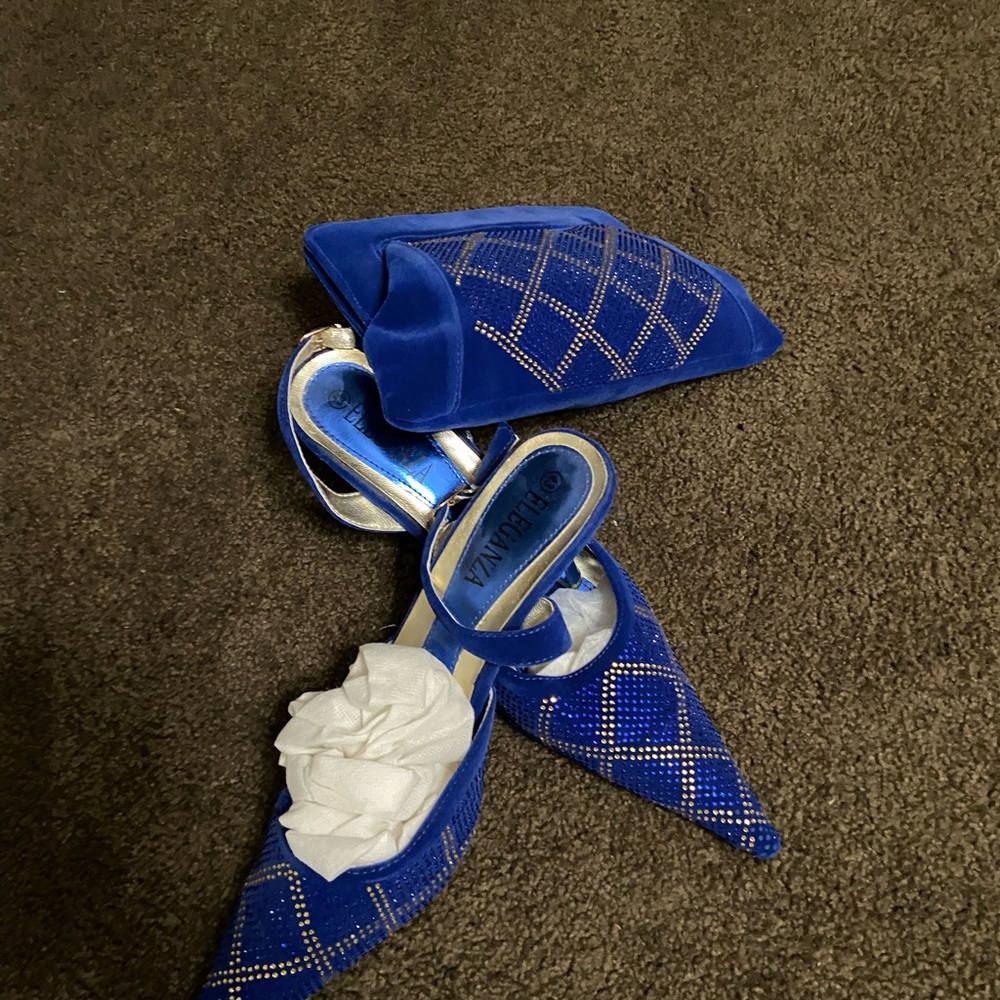 Royal blue special occasion shoes/ clutch set